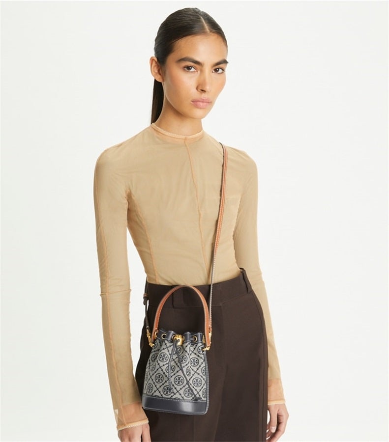 Burch TB Burch Women's Mini T Monogram Tote Bag Tory Navy - Image 3